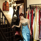 Lake Blue Satin Strapless Long Evening Gown Leopard Sequin Sweetheart Prom Dress gh9865