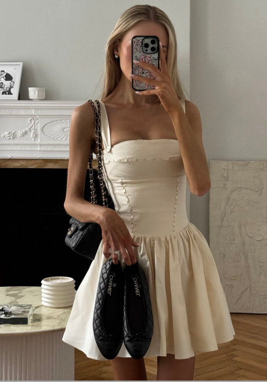Girlhomeshops-Ivory Short Satin Homecoming Dress Birthday Dress gh5279
