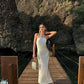 White slim strap mermaid long satin evening gown ball gown prom dress gh3077