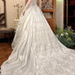 Off‑White Long Puff Sleeve Lace Fitted Waist Figure‑Flattering Full Flared Skirt Long Vintage Prom Gown, Wedding Dress gh8603