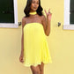 Robe de soirée courte en mousseline de soie, simple et à la mode, jaune, pour les vacances à la plage, les voyages, gh4882