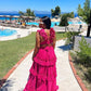 Pink/Yellow V Neck Fashion Elegant Long Chiffon Ball Gown Evening Dress Garden Party Dress gh3251