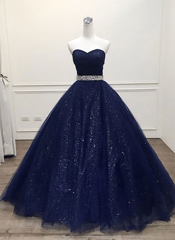 Königsblau/Lila wunderschönes glänzendes, exquisites, mit Perlen besetztes A-Linien-Ballkleid aus langem Tüll, Abendkleid gh3558