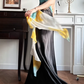 Black‑Satin Halter‑V‑Neck Ombre‑Chiffon Butterfly‑Beaded‑Applique Mermaid Floor‑Length Vintage Evening Prom Gown gh8796