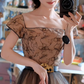 Elegant Nude Base Black Lace Square Neck Fitted Waist Flared Skirt Prom & Evening Party Dress gh8502
