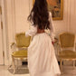 Chic Luxury Edgy Style Cutout Set Dress | White Shirt-Style Bandeau + Ballgown Maxi Skirt for Art Exhibition Gala Luxury Social Outfit gh6437