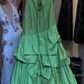 Strapless Apple Green Satin Prom Dress Draped Ruched 3D Floral Formal Evening Gown gh9807