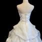 Vintage Halter Wedding Gown, Sweetheart Neck, Floral Lace Applique Ruched Bodice, Waist Bow Sash, Multi‑Layer Ruffled Ballgown Skirt, Lace Hem Trim, Bridal Prom Dress gh8903