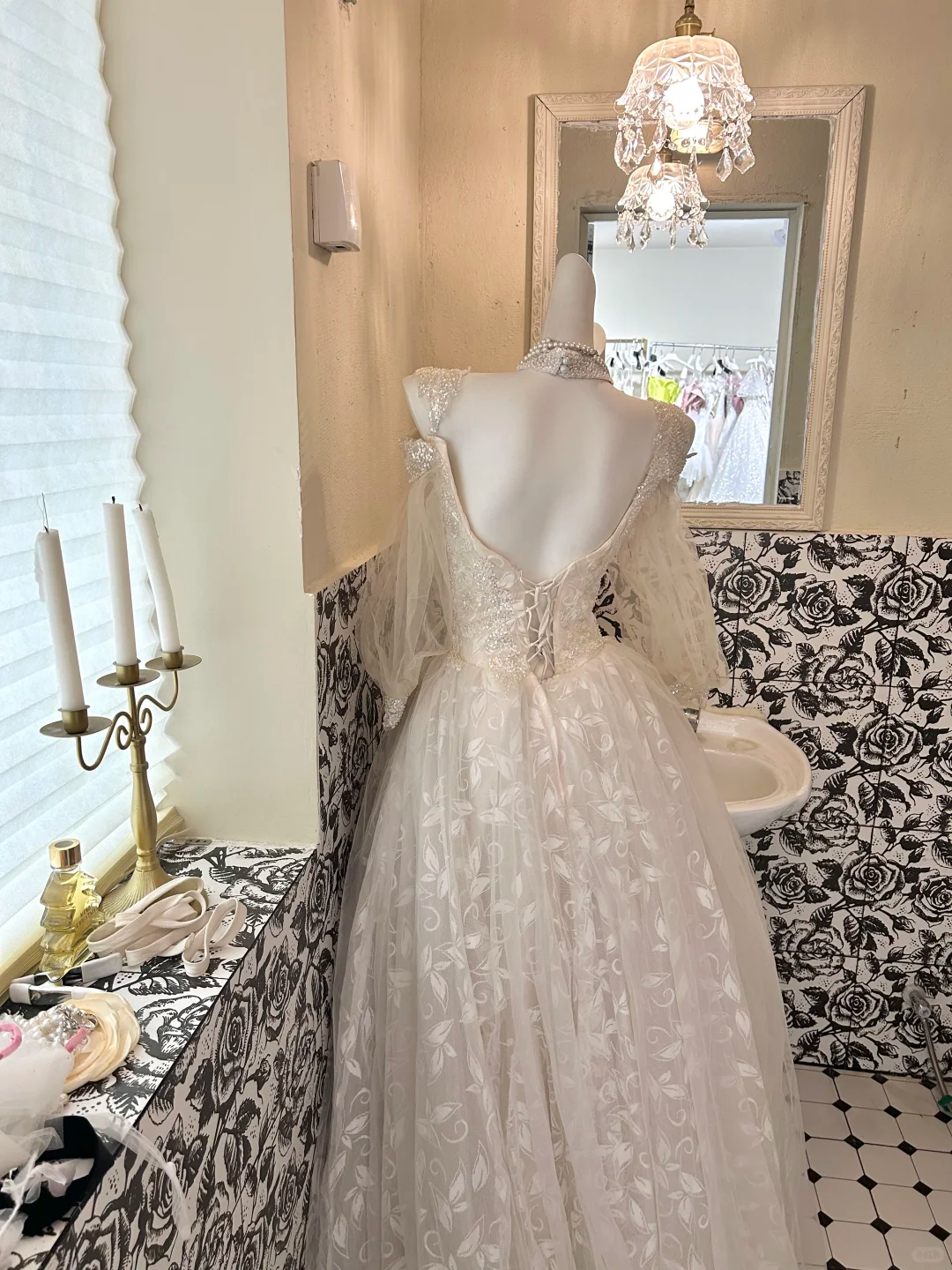 Ivory Spaghetti Straps Sequined Midi-Length & Long Fit Cinched Waist Romantic Dress, Wedding Gown gh7799