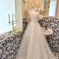 Ivory Off-the-Shoulder Waist-Cinched Full Flared Skirt Long Romantic Dress, Wedding Gown gh7754