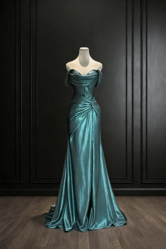 Peacock Gilded Light Off-Shoulder Twist Mermaid Maxi Dress gh6923