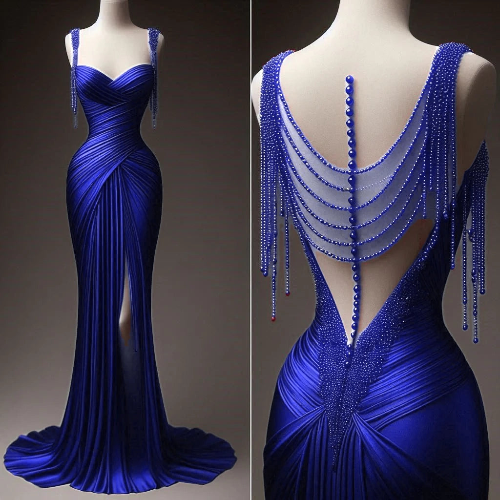 Girlhomeshops-Red satin exquisite beaded sweetheart neckline sexy backless slit long satin prom dress evening dress birthday party dress gh5381