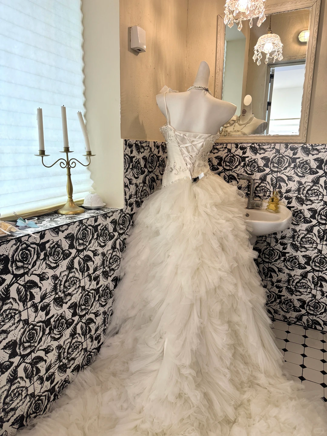 White Strapless Beaded Waist-Cinched Tiered Ruffle Cake Skirt Romantic Dress, Wedding Gown gh7496