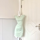Women Mint Green Homecoming Dress, Round Neck Cap Sleeve Rivet Embellishment All‑Over Lace Fitted Sheath Bodycon Mini Party Dress gh9198