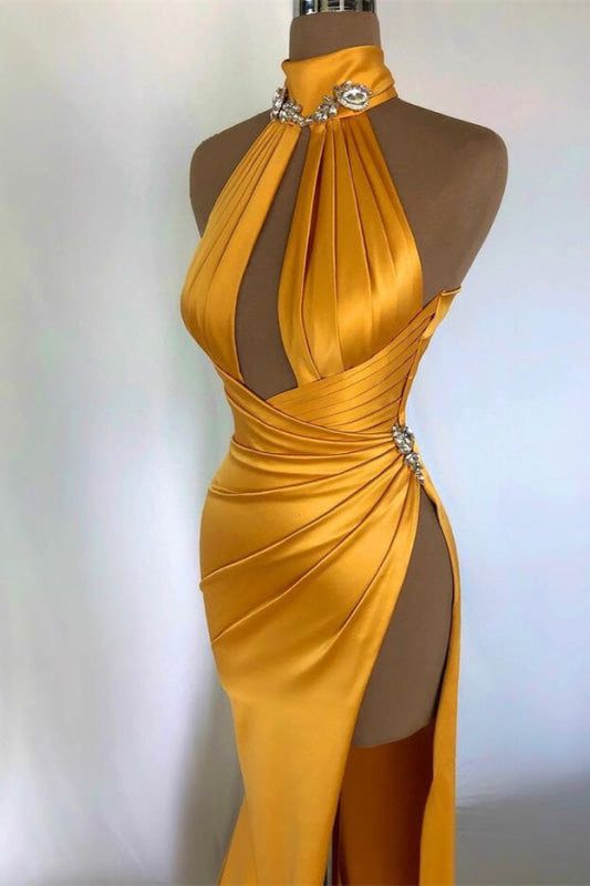 Robe de soirée élégante bordeaux à épaules dénudées et col haut avec perles exquises, longue et sexy, fendue, robe de bal, robe de soirée gh3426