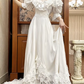 Ivory Vintage Victorian Wedding Gown, Lace High Neck Off‑the‑Shoulder Ruffle Puff Mid‑Sleeves, Lace Fitted Waist, Multi‑Tiered Ruffled Lace Hem Long Train, Bridal Prom Dress gh8719