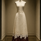 ✨Girlhomeshops-Lace Burgundy Contrast Hem Ivory Qipao Cheongsam gh10465
