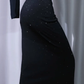 ✨Girlhomeshops-Black Silver Ombre Halter Mermaid Prom Gown Cowl Neck Rhinestone Evening Dress gh10099