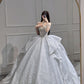 Silver Gorgeous Luxury Shiny Sequins Rhinestone Beaded Ruffle Fluffy Tulle Long Ball Gown Evening Dress Wedding Dress gh3135