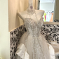 Ivory Beaded Waist-Cinched Figure-Flattering Voluminous Skirt Long Romantic Dress, Wedding Gown gh7737