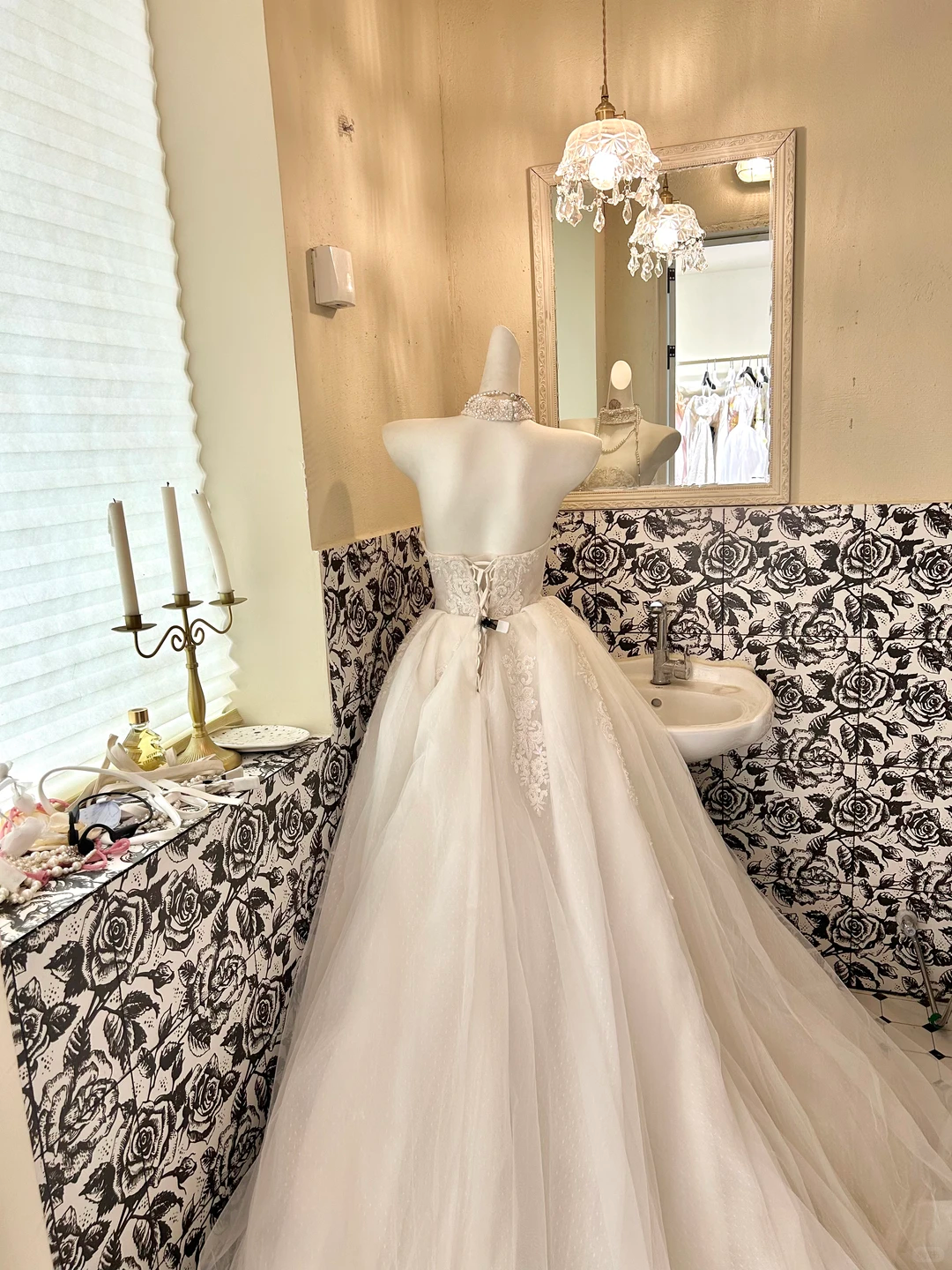 Ivory Vintage Elegant Strapless Embroidered Cinched Waist Full Flared Skirt Long Romantic Dress, Wedding Gown gh7789