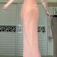 Peach Pink V‑Neck Spaghetti Strap Long Evening Gown, Fitted Mermaid Maxi Dress, Stretchy Soft Fabric Formal Dress gh8940