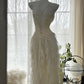 Ivory White Romantic Elegant Exquisite Beaded Backless Long Chiffon Ruffle Homecoming Dress Prom Dress Evening Dress Birthday Holiday Party Dress gh4009