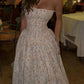 Weißes, florales, süßes, elegantes, langes Chiffon-Tube-Top, Heimkehrkleid, Hochzeitsgastkleid, Geburtstagspartykleid, gh4083
