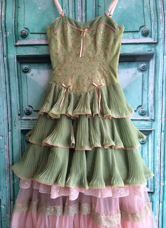 Green pink sweet spaghetti strap layered long lace tulle ball gown evening dress coming of age ceremony dress gh2931