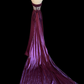 Deep Purple Strapless Long Evening Gown, Ruched Bust, Full Rhinestone Beaded Waistband, Single Draped Long Sash, Floor‑Length Train, Formal Prom Host Dress gh8910