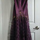 Lila Wunderschöne Exquisite Applikation Perlen Spaghettiträger Lange Spitze Ballkleid Abendkleid gh3174