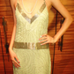 Champagne Vintage Beaded Spaghetti Strap Elegant Prom & Evening Party Dress gh8394