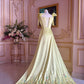 Yellow gorgeous exquisite wide straps floral long floor length train satin formal custom ball gown evening dress gh3149