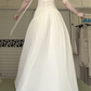 Cream Yellow Asymmetrical One‑Shoulder Chiffon Long Evening Gown, Cutout Bodice Ruched Waist A‑Line Formal Prom Dress gh9005