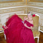 Pink Fashion Unique Rose Lace Neckline Long A-Line long Satin Prom Dress Evening Gown Party Dress gh3340