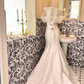 Ivory Off-the-Shoulder Waist-Cinched Figure-Flattering Sexy Mermaid Skirt Long Romantic Dress, Wedding Gown gh7742