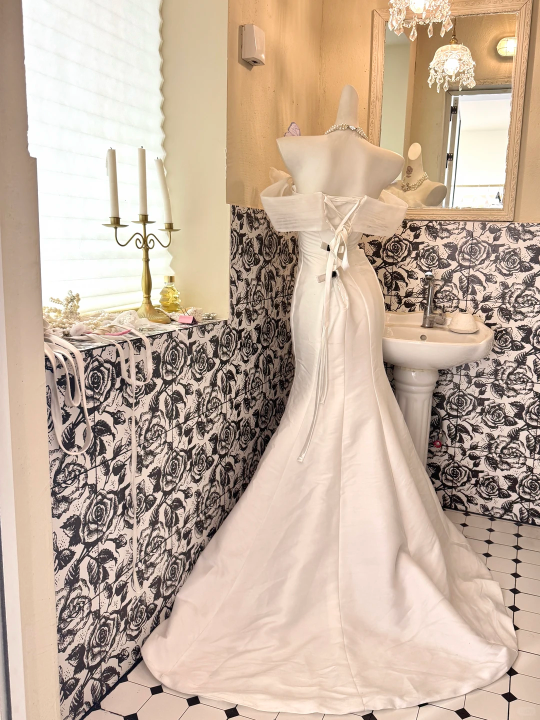 Ivory Off-the-Shoulder Waist-Cinched Figure-Flattering Sexy Mermaid Skirt Long Romantic Dress, Wedding Gown gh7742
