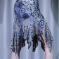 ✨Girlhomeshops-Slate Blue Halter Short Prom Dress Beaded Floral Embroidery Cowl Neck Ruffle Gown gh9991