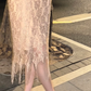 Light Champagne Vintage Floral Halter Fitted Waist Elegant Prom & Evening Party Dress gh8412