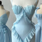 Girlhomeshops - Robe de soirée longue en mousseline de soie à volants bleus, tenue de soirée d'anniversaire, gh5396