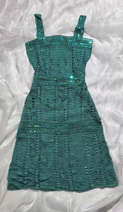 Elegant Vintage Forest Green Spaghetti Strap Fitted Waist Slim Short Prom & Evening Party Dress gh8509