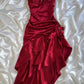 Hot Red Hosenträger Mode Sexy Einfache Mid-Länge Satin Rüschen Elegante Ballkleid Abendkleid Party Kleid Homecoming Kleid gh3234