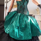 Peacock‑Green‑Vintage Spaghetti‑Strap‑Sweetheart Green‑Black‑Lace‑Bodice Asymmetric‑Contrast‑Layered‑Skirt Glossy‑Green‑Ruffle Multi‑Tier‑Black‑Lace‑Midi Evening Prom Gown gh8819