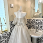 Soft Ivory Off-the-Shoulder Waist-Cinched Voluminous Princess Skirt Romantic Dress, Wedding Gown gh7701