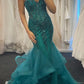girlhomeshops-Exquisite Beaded Mermaid Slim Long Tulle Ball Gown Graduation Dress gh5923