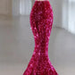 Pink Gorgeous Shiny Exquisite Beaded Halter Long Mermaid Slim Sequin Floor Length Ball Gown Evening Gown Party Dress gh3395