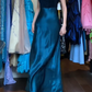 Teal Blue Black Vintage Prom Dress Wide Straps Square Neck Heavy Beaded Bodice Satin A-Line Long Evening Gown gh9627