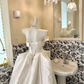 White Satin Strapless Dress with Designed Waist-Cinched Skirt, Luxury Romantic Wedding Gown gh7707