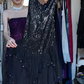 Black Off Shoulder Cowl Neck Sequin Tiered Asymmetrical Ruffle Tulle Long Evening Prom Dress gh9768