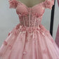 Girlhomeshops-Pink Floral Exquisite Beaded Short Tulle Homecoming Dress Prom Dress Birthday Party Dress gh5024